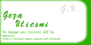 geza ulicsni business card